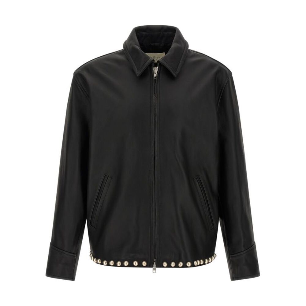 SECOND/LAYER Black Calfskin Leather Men's Jacket